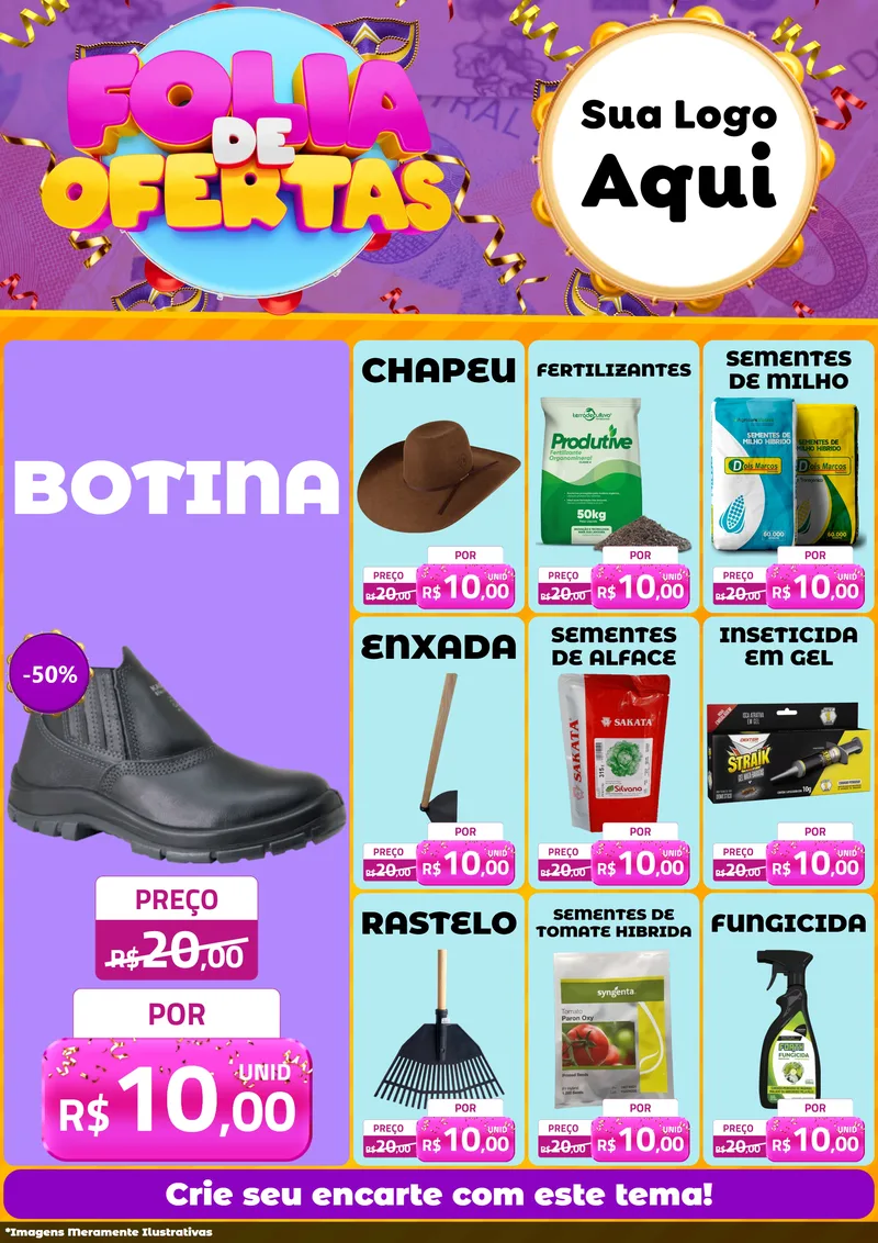 Modelo de Encarte para Encarte A4 Vertical com o tema Folia de Ofertas para Agropecuária