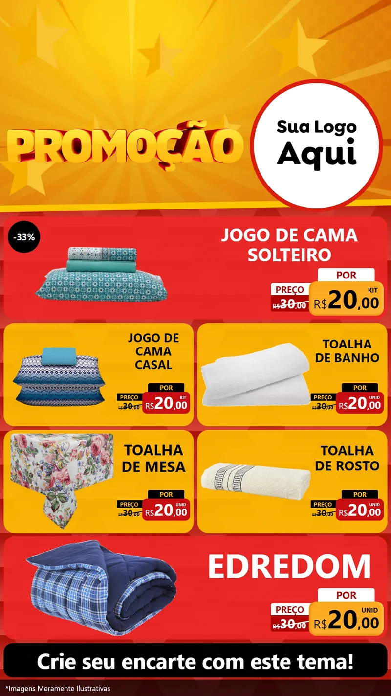 Modelo de TV para TV Vertical com o tema Promoção para Cama, Mesa e Banho