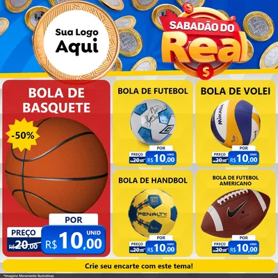Modelo de Rede Social para Feed Facebook com o tema Sabadão do Real para Artigos Esportivos