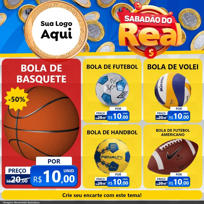 Modelo de Rede Social para Feed Facebook com o tema Sabadão do Real para Artigos Esportivos