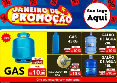 Modelo de Encarte para Encarte A4 Horizontal com o tema Janeiro de Promoção para Água e gás