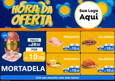 Modelo de Encarte para Encarte A4 Horizontal com o tema Hora da Oferta para Frios e Laticínios