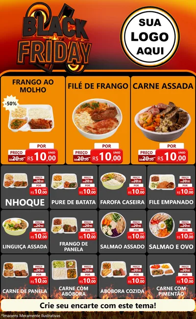 Modelo de Encarte para Encarte Grande com o tema Black Friday para Restaurante