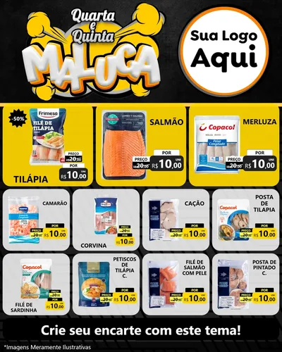 Modelo de Rede Social para Feed Instagram com o tema Quarta e Quinta Maluca para Peixaria