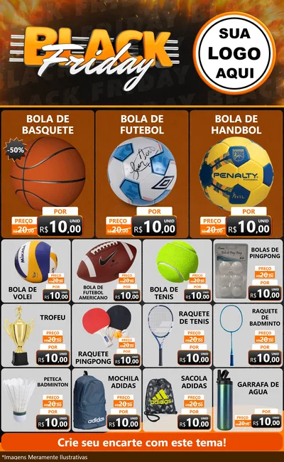 Modelo de Encarte para Encarte Grande com o tema Black Friday para Artigos Esportivos