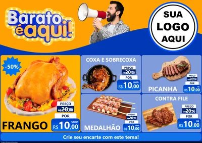 Modelo de Encarte para Encarte A4 Horizontal com o tema Barato é aqui para Assados