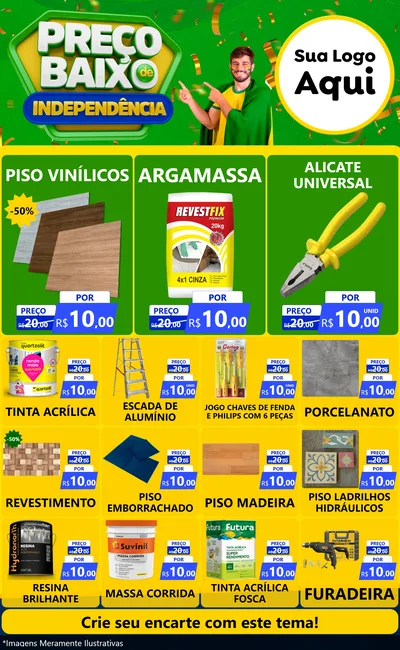 Modelo de Encarte para Encarte Grande com o tema Preço Baixo de Independência para Material para Construção