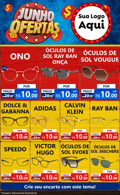 Modelo de Encarte para Encarte Grande com o tema Junho de Ofertas para Óticas