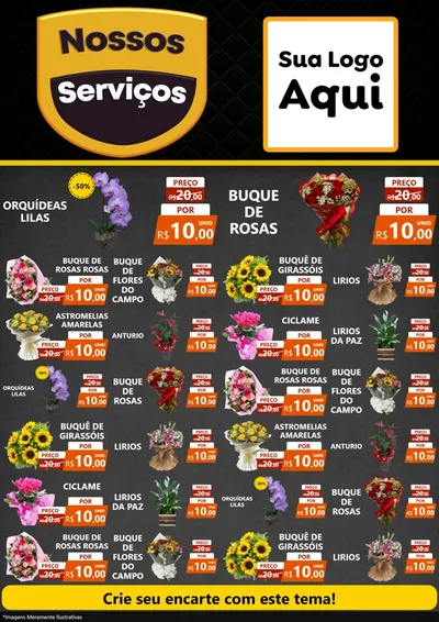 Modelo de Encarte para Encarte A4 Vertical com o tema Nossos Serviços para Floricultura e jardim