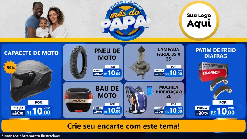 Modelo de TV para TV Horizontal com o tema Ofertas Imperdíveis Mês Do Papai para Moto peças