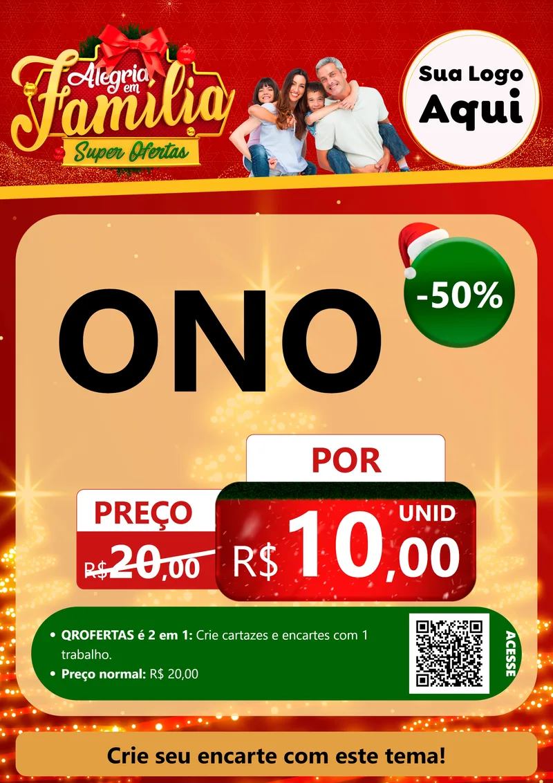 Modelo de Cartaz para Cartaz A4 Vertical com o tema Alegria em Família Super Ofertas - Natal para Óticas