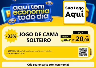 Modelo de Cartaz para Cartaz A4 Horizontal com o tema Aqui Tem Economia Todo Dia para Cama, Mesa e Banho