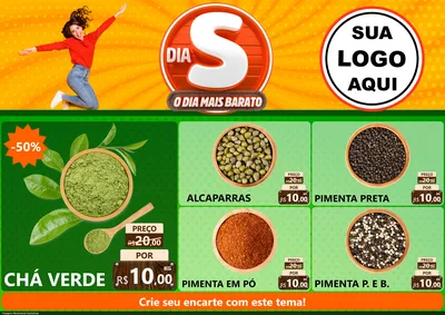 Modelo de Encarte para Encarte A4 Horizontal com o tema Dia S - O Dia Mais Barato para Produtos Naturais