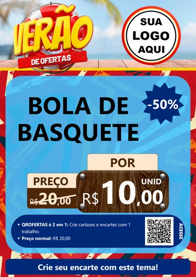 Modelo de Cartaz para Cartaz A4 Vertical com o tema Verão de Ofertas para Artigos Esportivos