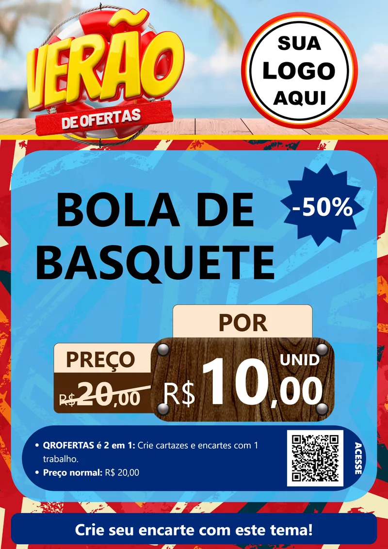 Modelo de Cartaz para Cartaz A4 Vertical com o tema Verão de Ofertas para Artigos Esportivos