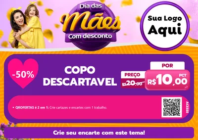 Modelo de Cartaz para Cartaz A4 Horizontal com o tema Dia das Mães com Desconto para Embalagens