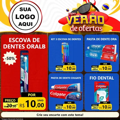 Modelo de Rede Social para Feed Facebook com o tema Super Verão de Ofertas para Higiene Pessoal
