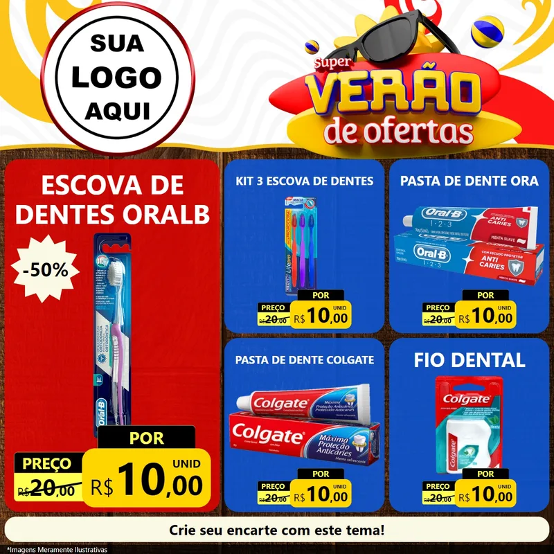 Modelo de Rede Social para Feed Facebook com o tema Super Verão de Ofertas para Higiene Pessoal
