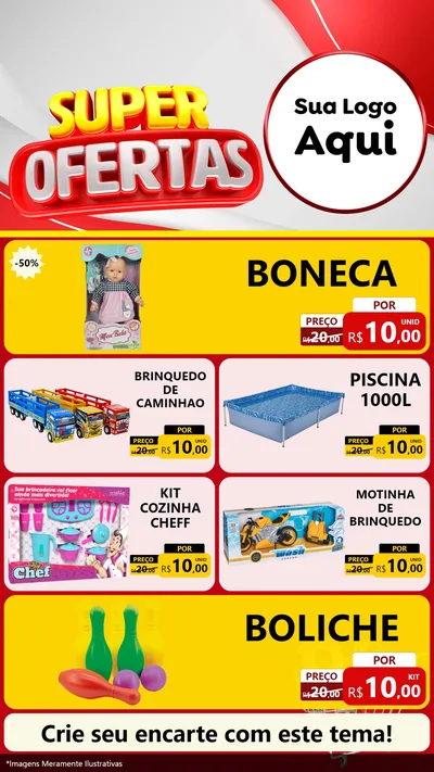 Modelo de TV para TV Vertical com o tema Super Ofertas para Brinquedos