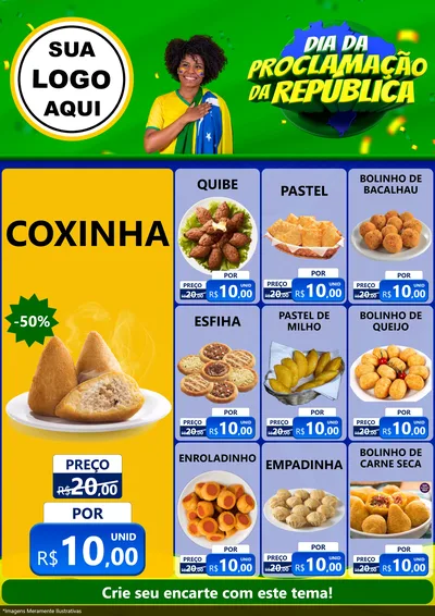 Modelo de Encarte para Encarte A4 Vertical com o tema Dia Da Proclamação Da República para Salgadaria