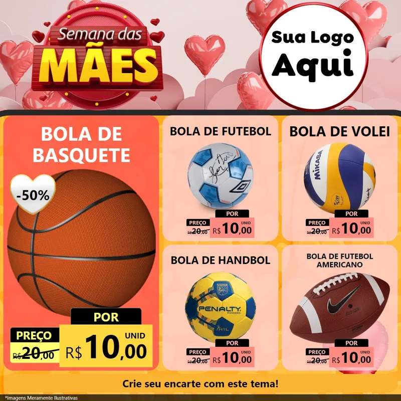 Modelo de Rede Social para Feed Facebook com o tema Semana das Mães para Artigos Esportivos