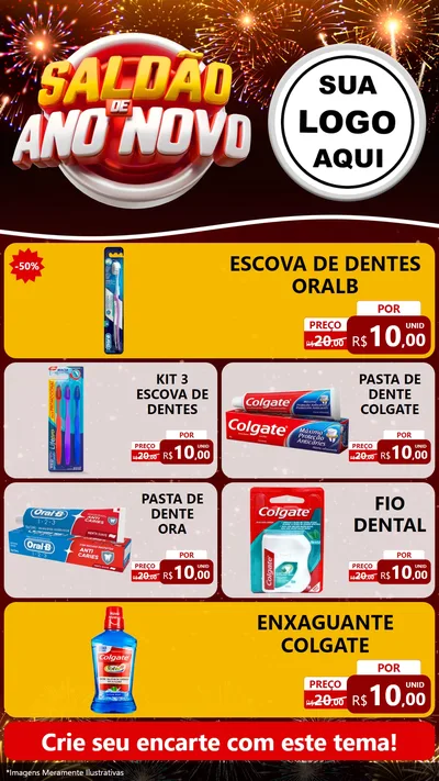 Modelo de TV para TV Vertical com o tema Saldão de Ano Novo para Higiene Pessoal
