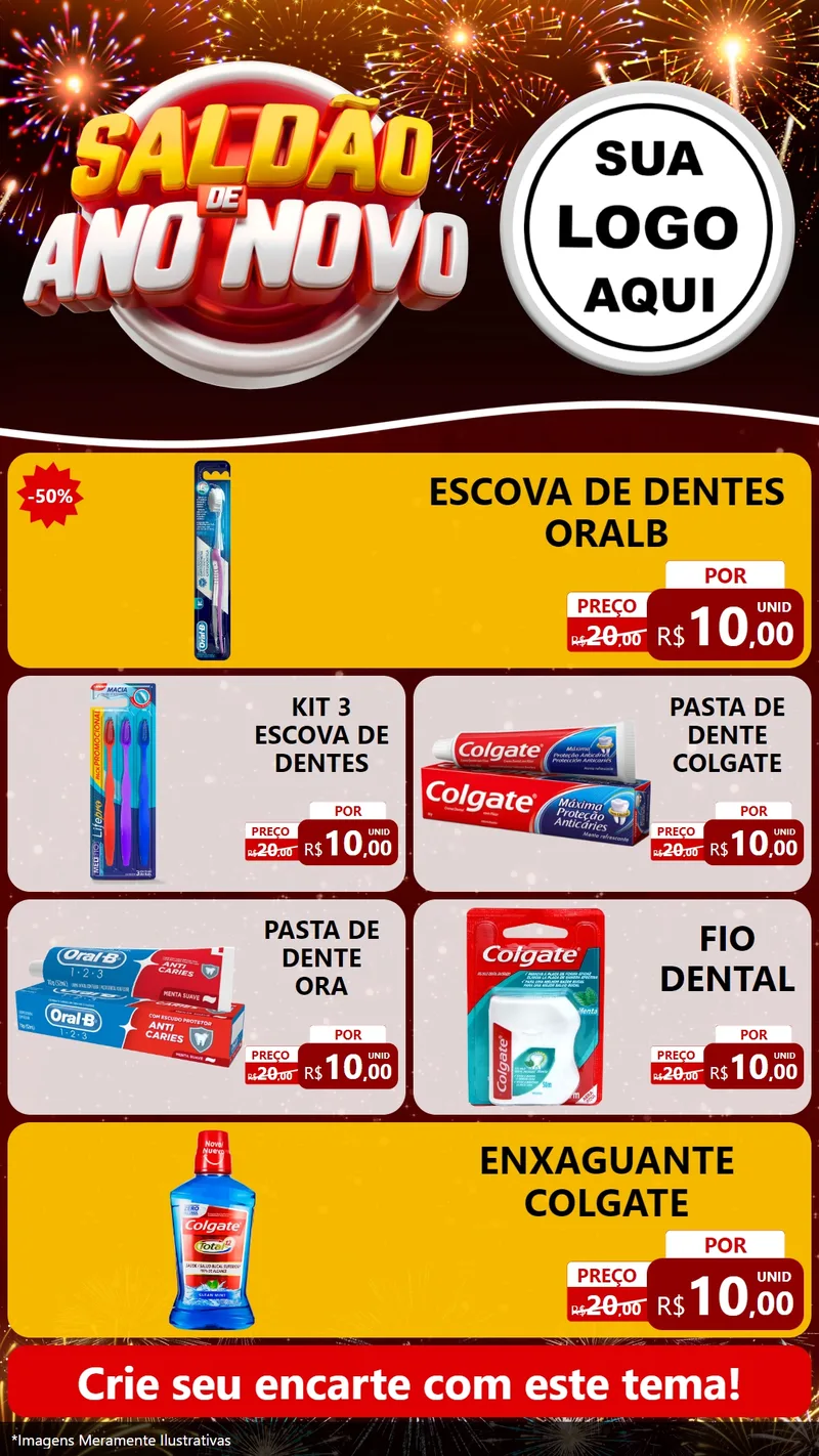 Modelo de TV para TV Vertical com o tema Saldão de Ano Novo para Higiene Pessoal
