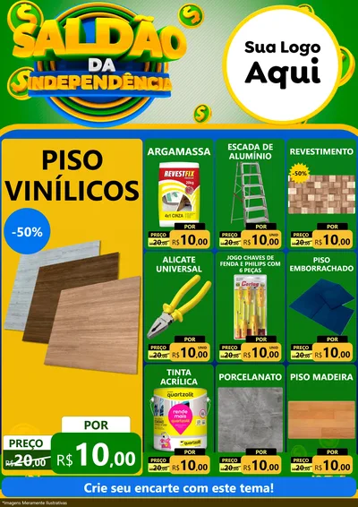 Modelo de Encarte para Encarte A4 Vertical com o tema Saldão da Indepêndencia para Material para Construção