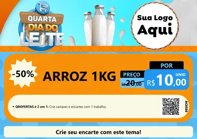 Modelo de Cartaz para Cartaz A4 Horizontal com o tema Quarta Dia do Leite para Supermercado