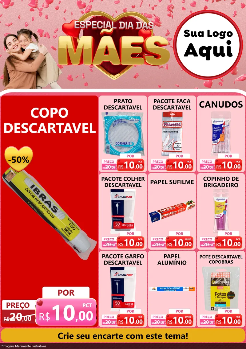 Modelo de Encarte para Encarte A4 Vertical com o tema Especial Dia Das Mães para Embalagens