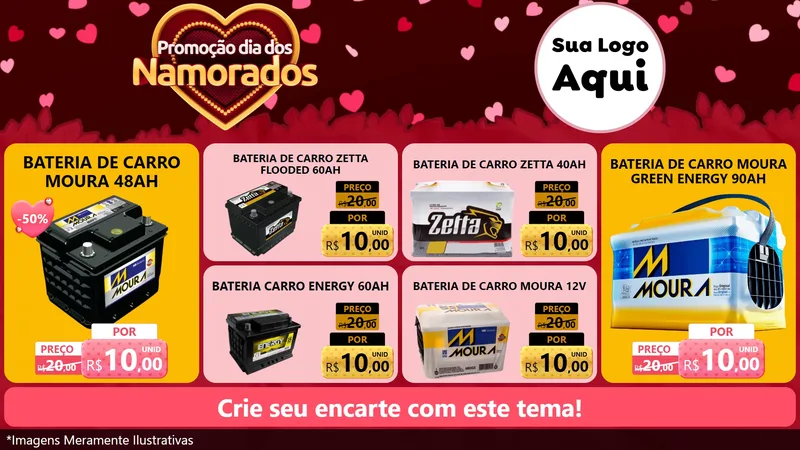 Modelo de TV para TV Horizontal com o tema Promoção Dia Dos Namorados para Baterias Elétricas