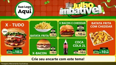 Modelo de TV para TV Horizontal com o tema Julho Imbatível para Hamburgueria