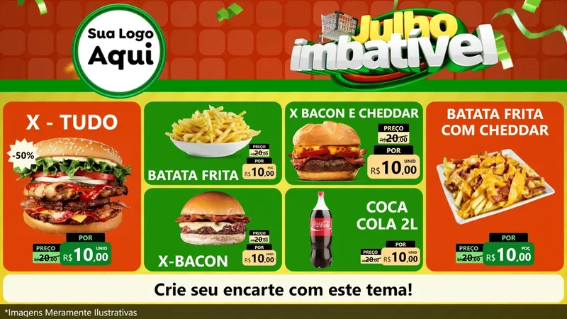 Modelo de TV para TV Horizontal com o tema Julho Imbatível para Hamburgueria