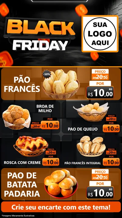 Modelo de TV para TV Vertical com o tema Black Friday para Padaria