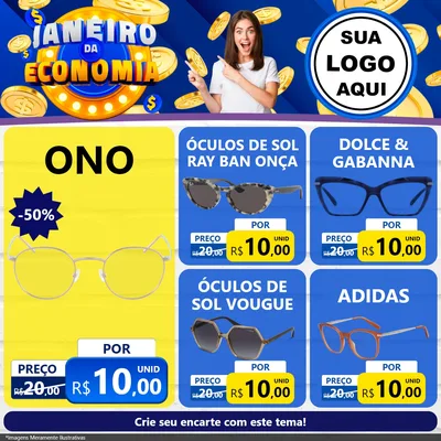 Modelo de Rede Social para Feed Facebook com o tema Janeiro da Economia para Óticas
