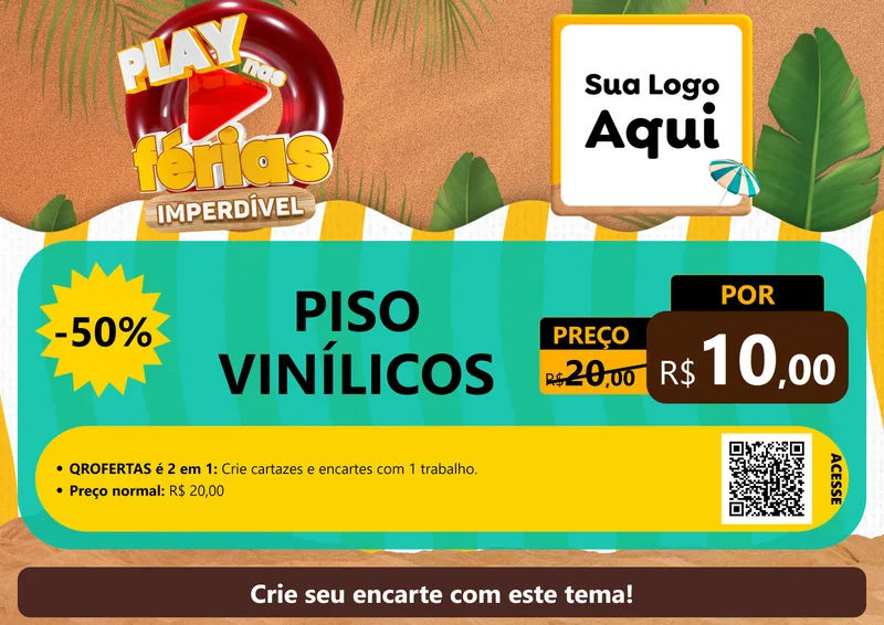 Modelo de Cartaz para Cartaz A4 Horizontal com o tema Play Nas Férias Imperdível para Material para Construção