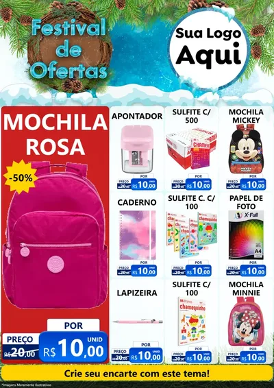 Modelo de Encarte para Encarte A4 Vertical com o tema Festival de Ofertas - Inverno para Papelaria