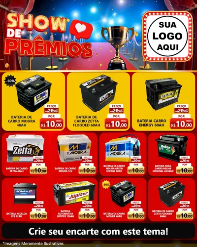 Modelo de Rede Social para Feed Instagram com o tema Show de Prêmios para Baterias Elétricas