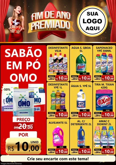 Modelo de Encarte para Encarte A4 Vertical com o tema Fim de Ano Premiado para Produtos de Limpeza