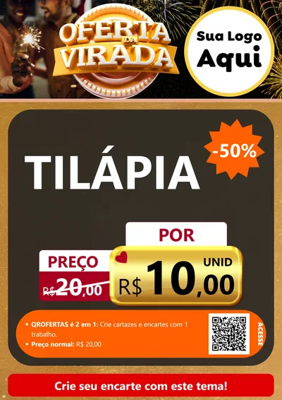 Modelo de Cartaz para Cartaz A4 Vertical com o tema Oferta da Virada para Peixaria