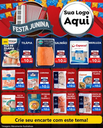 Modelo de Rede Social para Feed Instagram com o tema Festa Junina para Peixaria