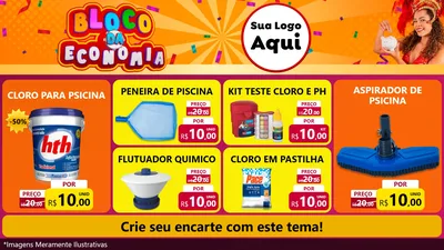 Modelo de TV para TV Horizontal com o tema Bloco da Economia para Produtos para Piscina