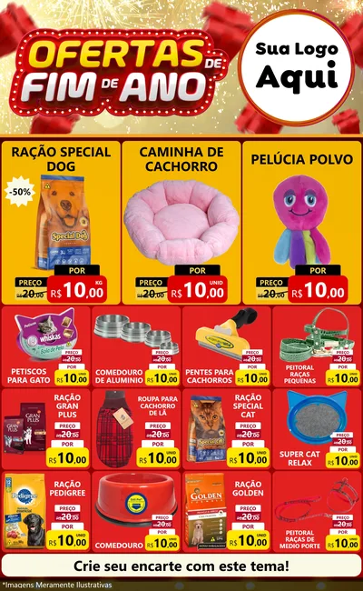 Modelo de Encarte para Encarte Grande com o tema Ofertas de Fim de Ano para Pet Shop