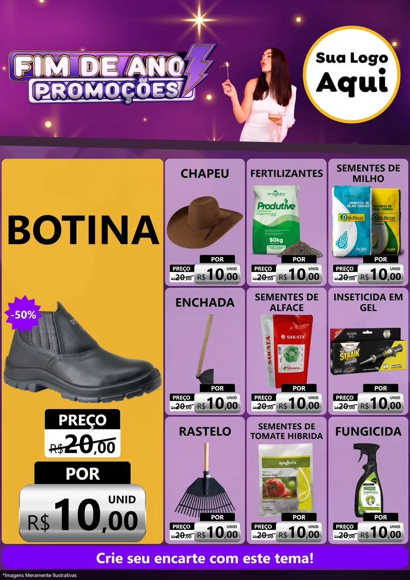 Modelo de Encarte para Encarte A4 Vertical com o tema Fim de Ano Promoções para Agropecuária