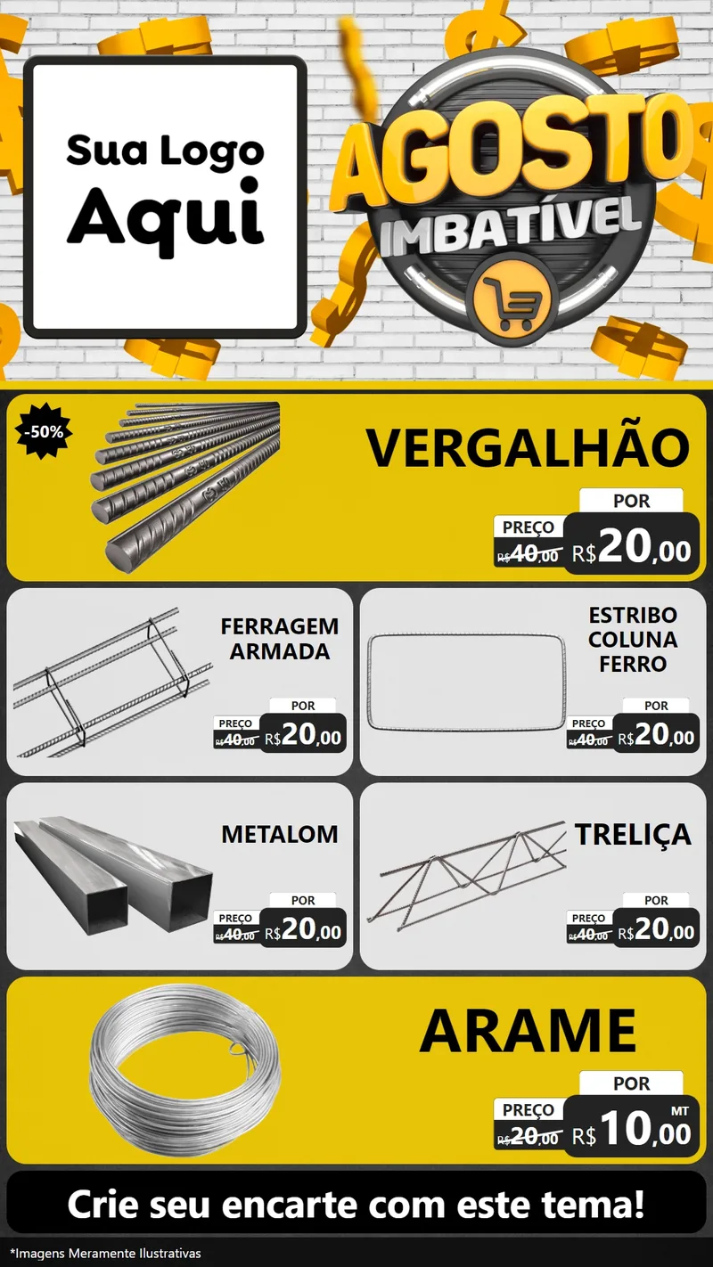 Modelo de TV para TV Vertical com o tema Agosto imbatível para Ferragens