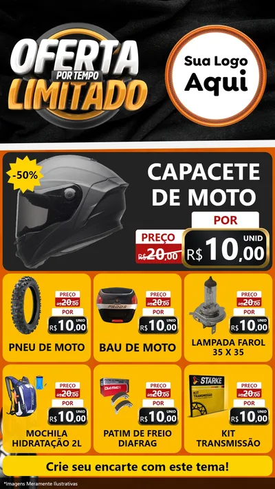 Modelo de Rede Social para Stories com o tema Oferta Por Tempo Limitado - Motopeças para Moto peças