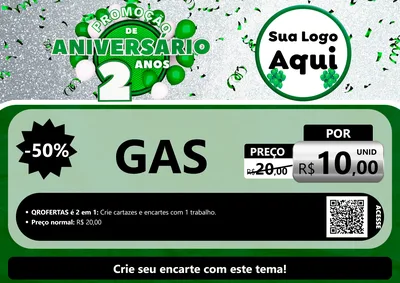 Modelo de Cartaz para Cartaz A4 Horizontal com o tema Promoção de Aniversário - 2 Anos para Água e gás