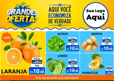 Modelo de Encarte para Encarte A4 Horizontal com o tema Grandes Ofertas para Hortifrúti