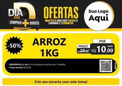 Modelo de Cartaz para Cartaz A4 Horizontal com o tema Dia D Mais Economia para Supermercado