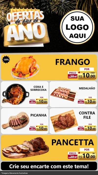 Modelo de TV para TV Vertical com o tema Ofertas de Fim de Ano para Assados